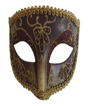 Burgundy And Gold Masquerade Adult Mask