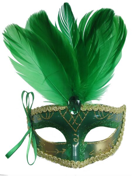 Green Feather Masquerade  Mask