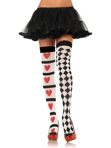 Harlequin And Hearts  Thigh Highs