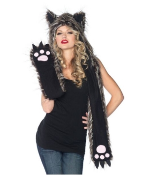 Wolf Hood With Scarf Costume Accessory