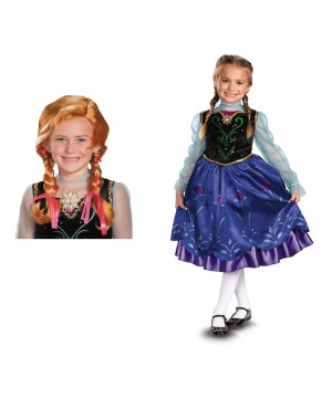 Anna Frozen Costume and Wig Set