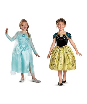 Disney Frozen Elsa and Anna Girl Costumes