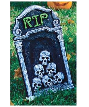 Tombstone Rip With Skulls - Halloween Decoration