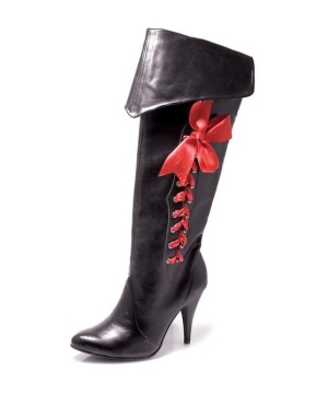 Pirate Boots With Ribbons - Woman Costume Accessory