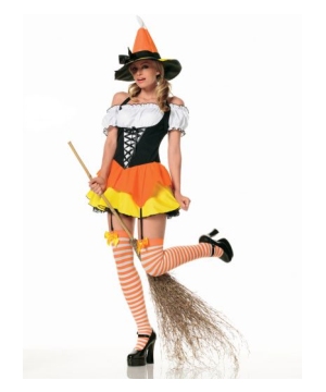 Candy Corn Sexy Witch Adult Costume