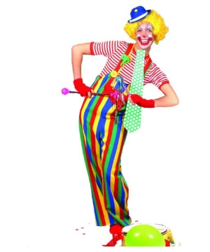 Striped Clown Overalls Costume - Adult Costume