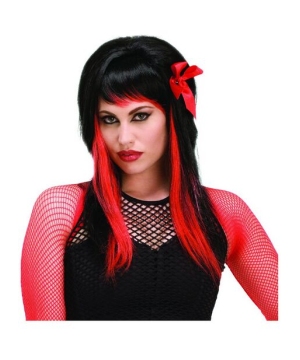 Black and Red Adult Wig