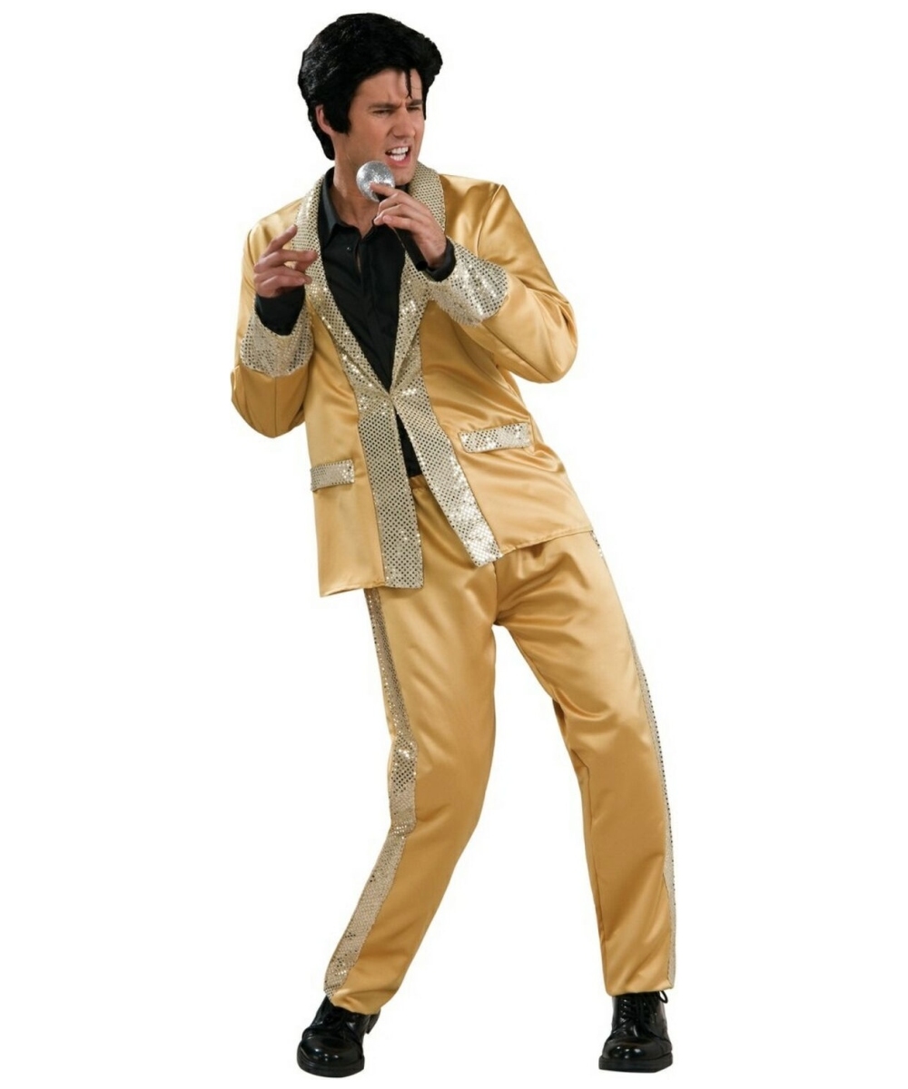 Elvis Gold Satin Suit Men Costume Deluxe