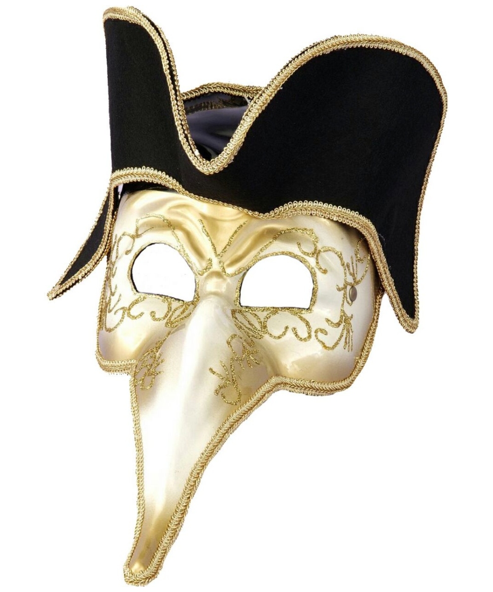 Gold Nose with Black Hat Mask Halloween Costume Mask