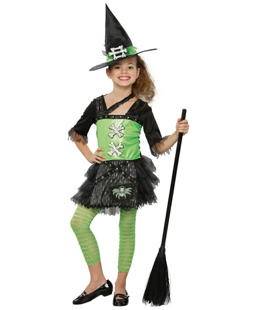 Green Punky Witch Kids Costume