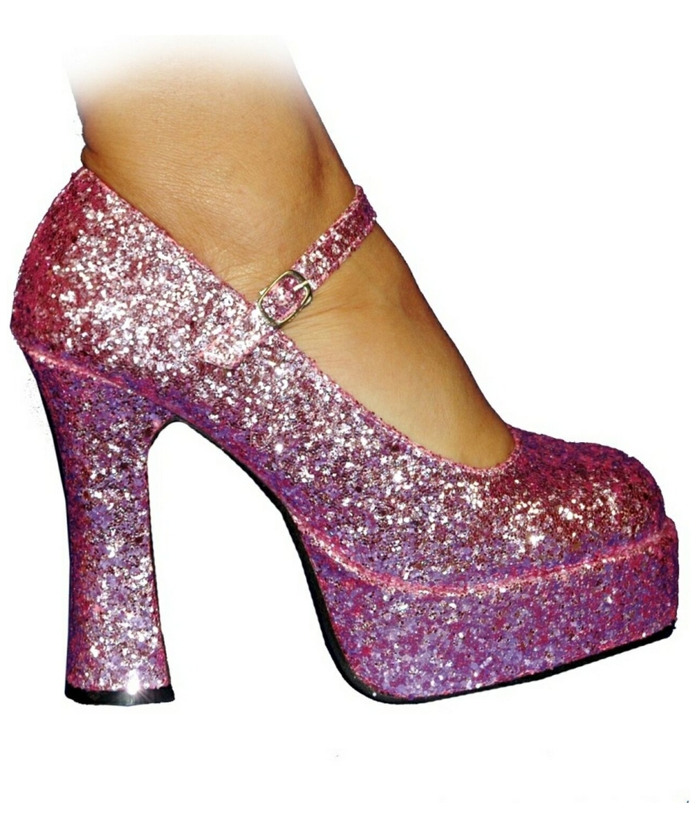 Mary Jane Platform Pink Glitter Shoes