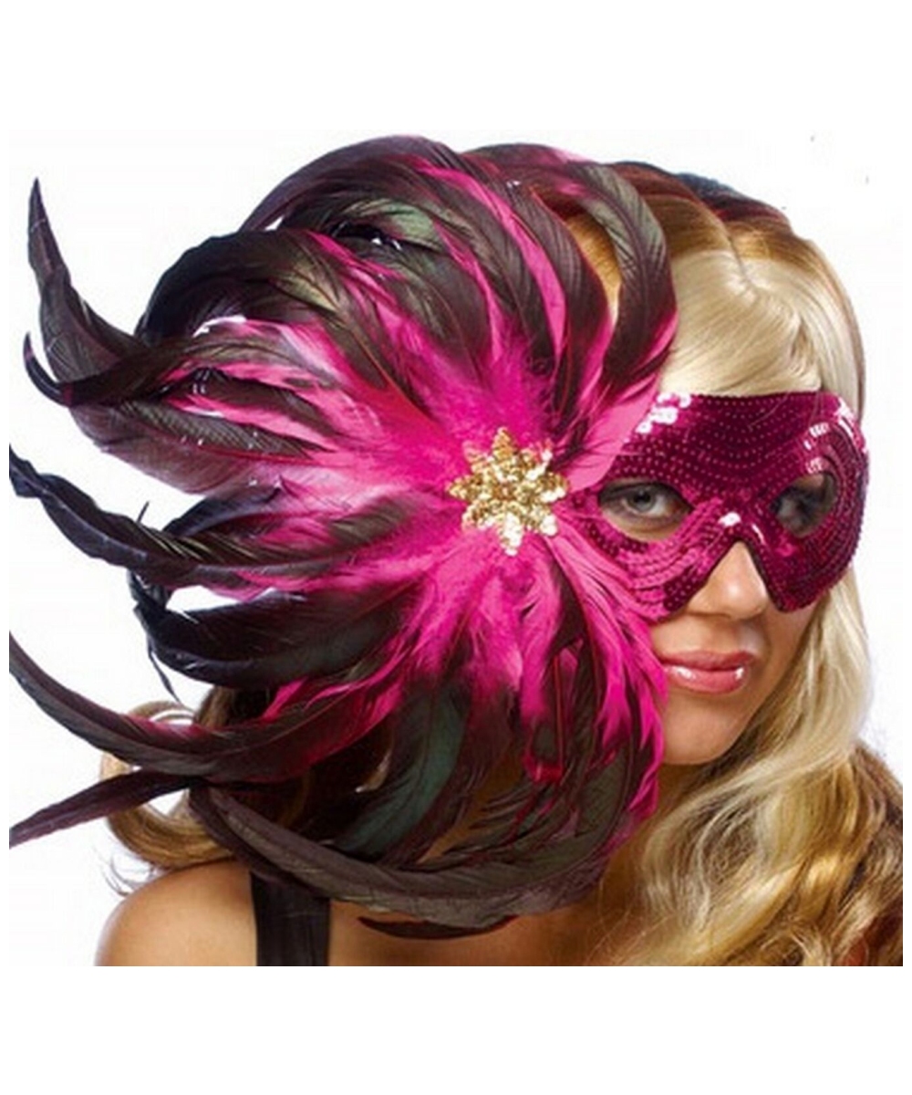 Adult Pink Feather Mask Women Halloween Costumes