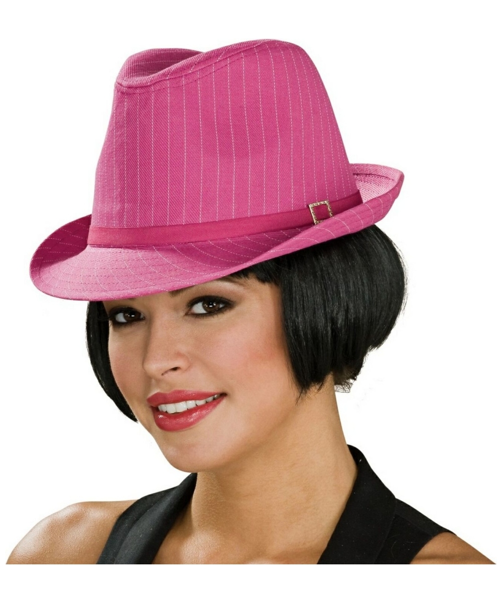 Pink Pinstripe Fedora Hat