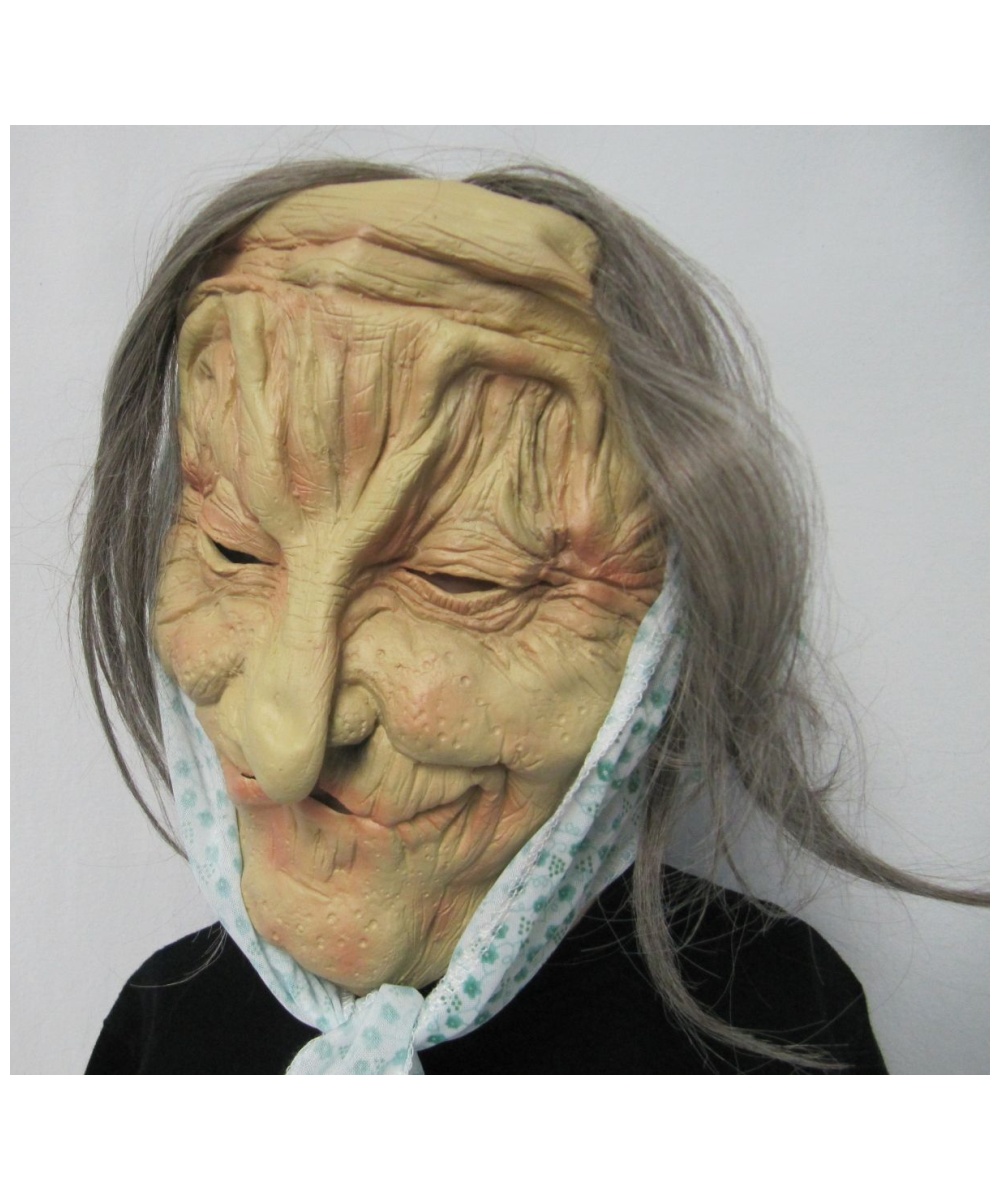 Green Flower Print Old Lady Mask