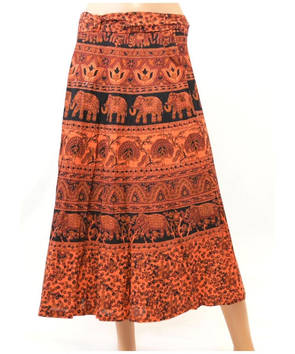 Ladies Printed Cotton Wraparound Pareo Style Skirt