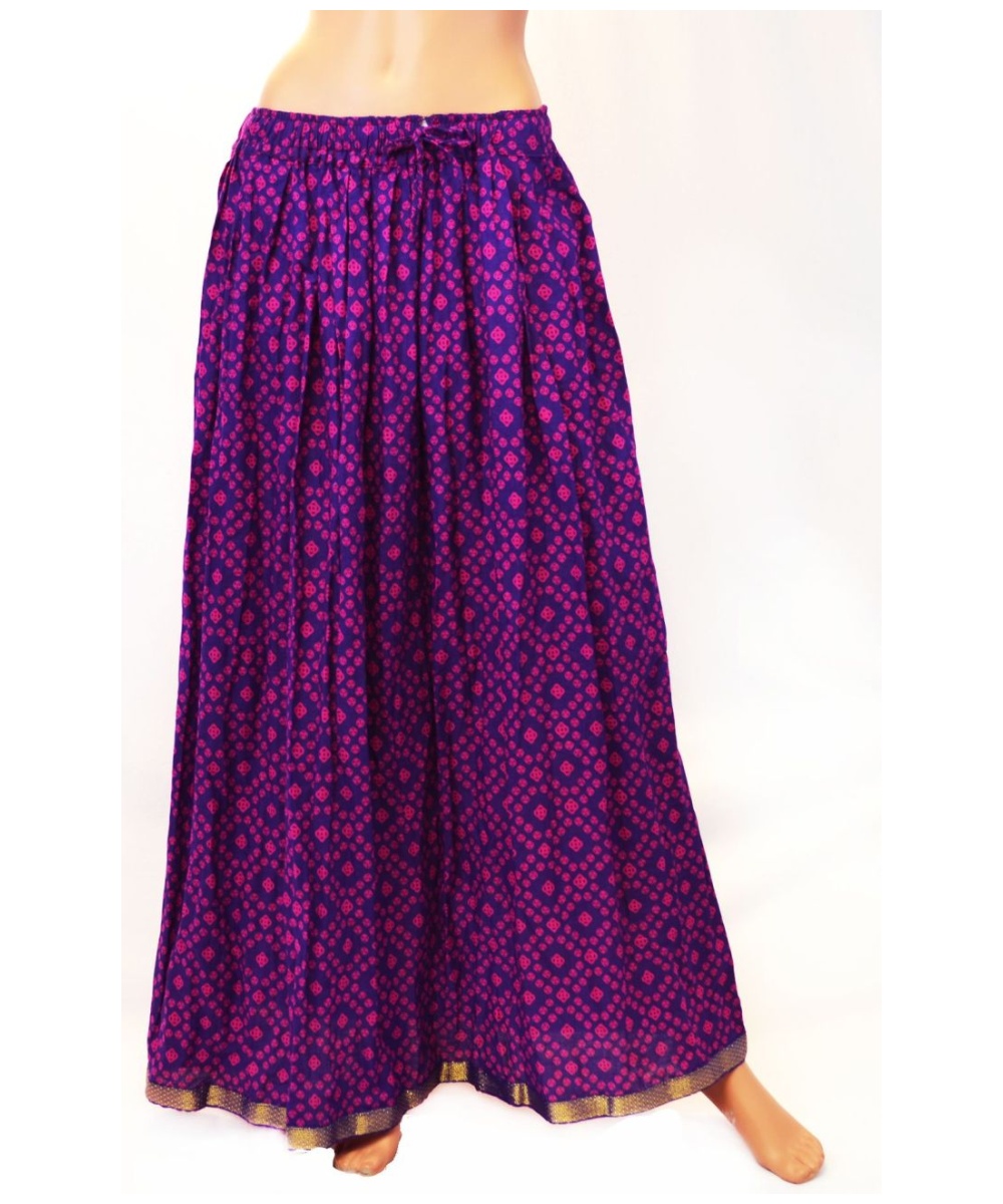 Purple Women's Printed Long Skirt With Elastic Waist