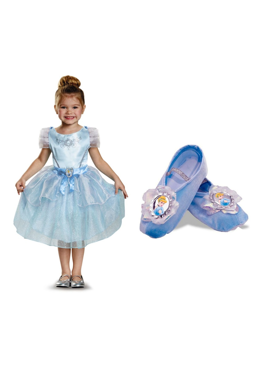 Kids Cinderella Girls Costume Dress And Ballet Slippers