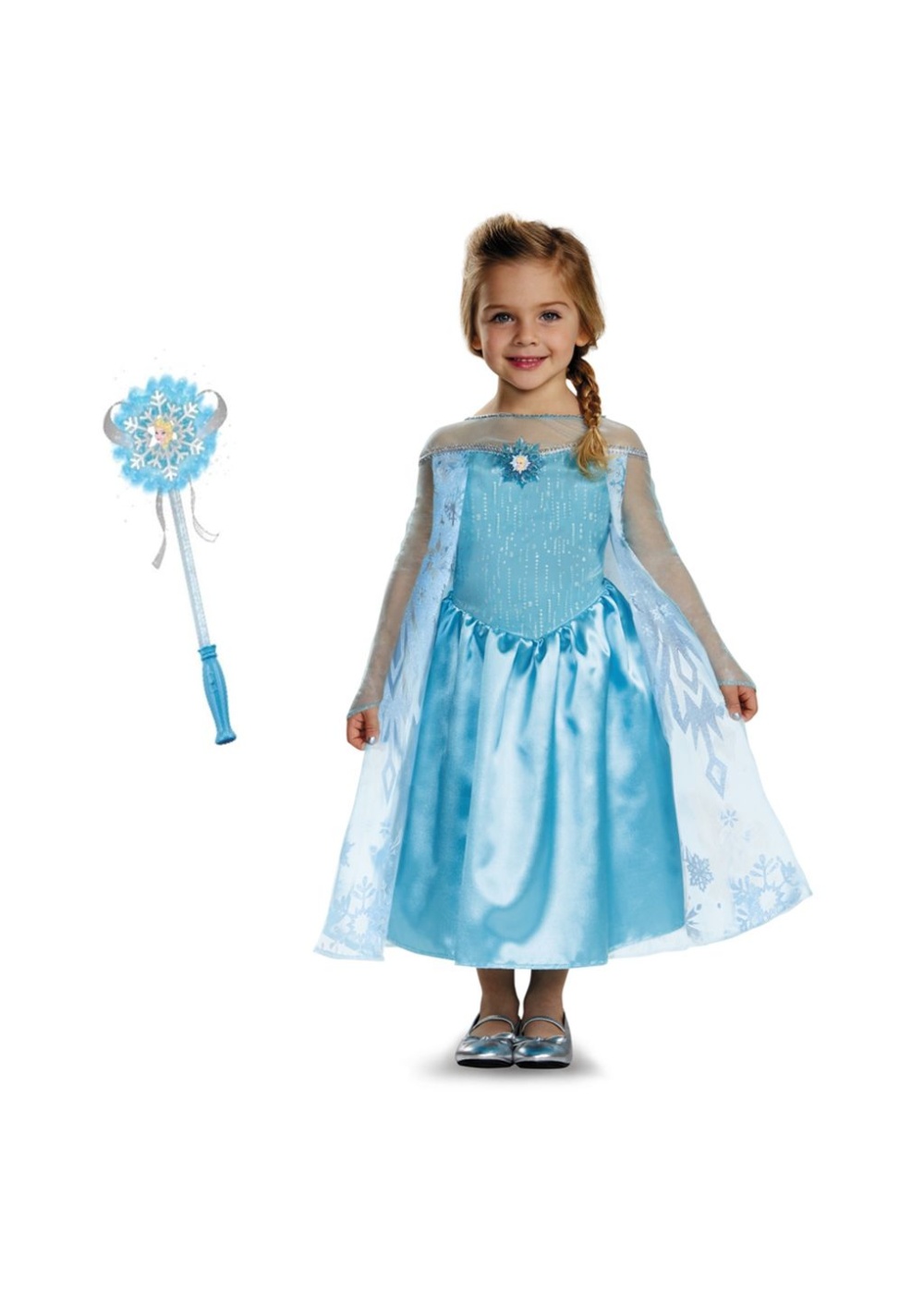 Kids Disney Frozen Elsa Toddler Girls Costume And Wand Set