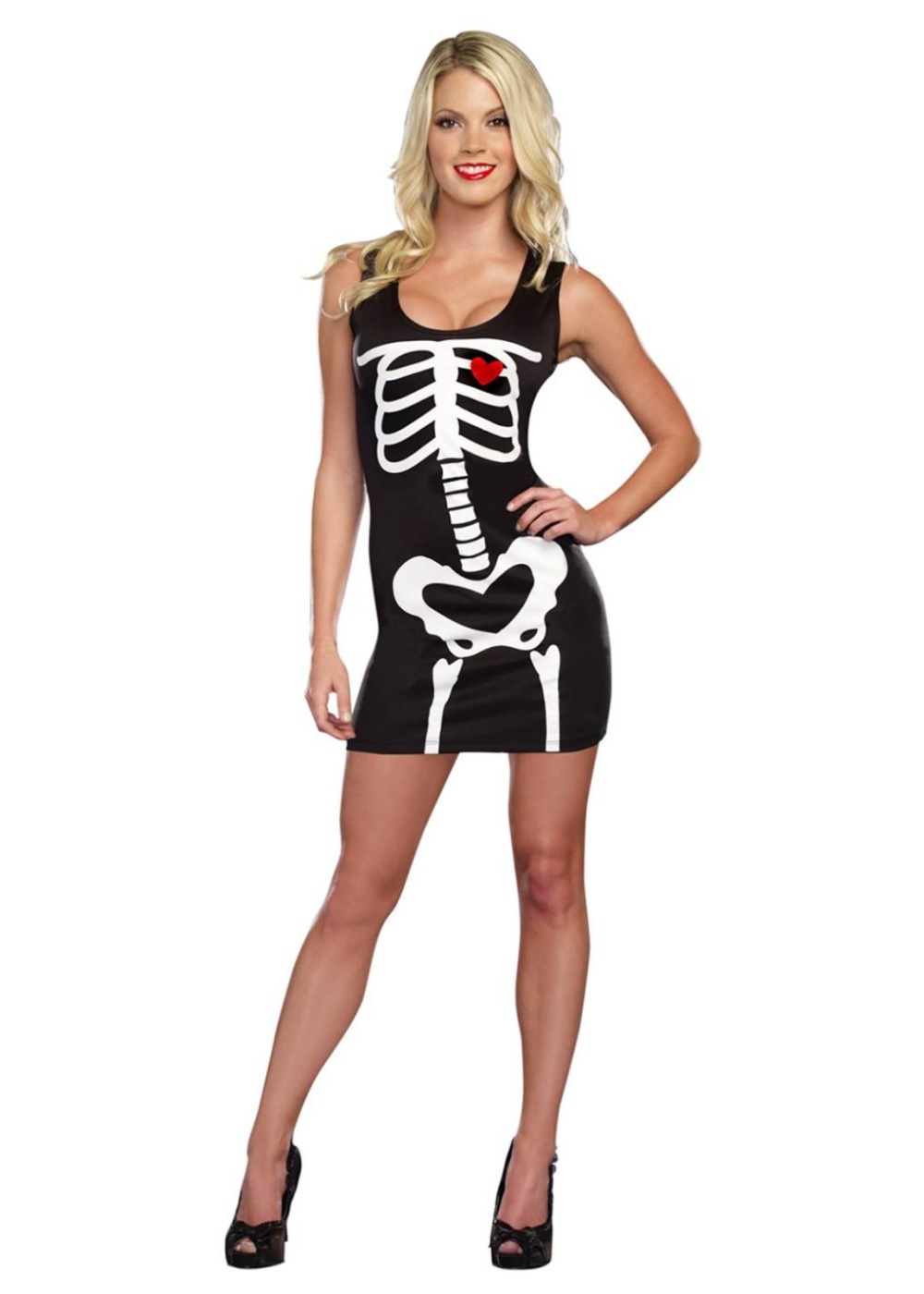 Little Black Skeleton Dress Womens Costume