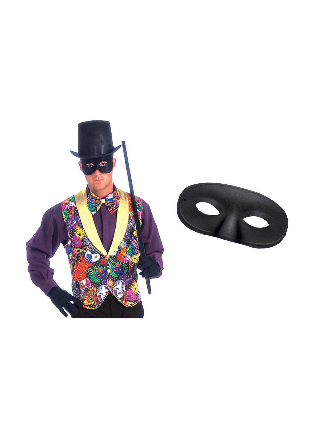Mardi Gras Vest Bow Tie And Mask Set