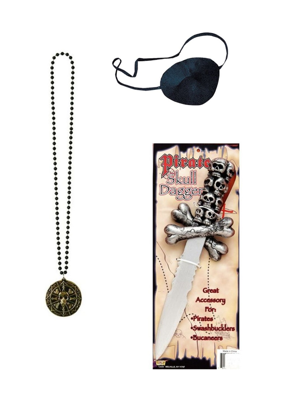 Pirate Eye Patch Dagger And Coin Medallion Necklace