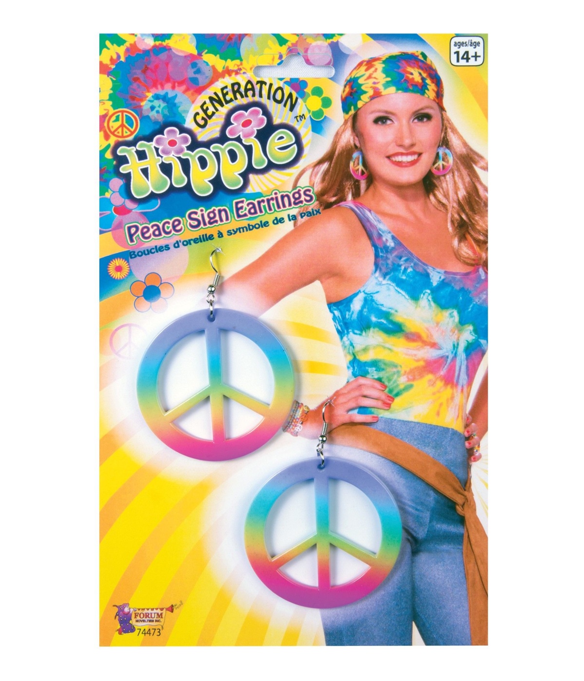 Rainbow Hippie Peace Sign Earrings