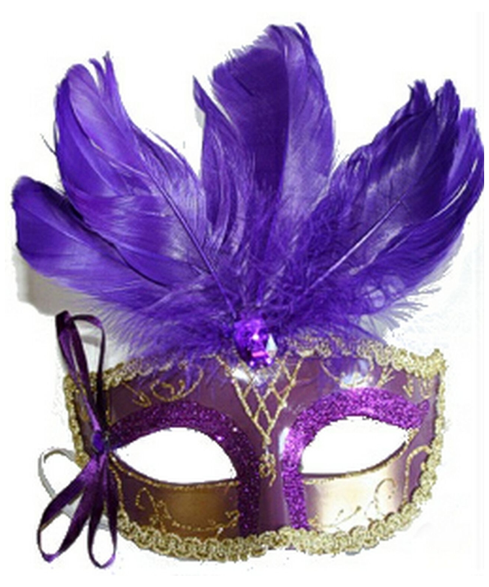Adult Purple Feathered Masquerade Mask Women Costumes