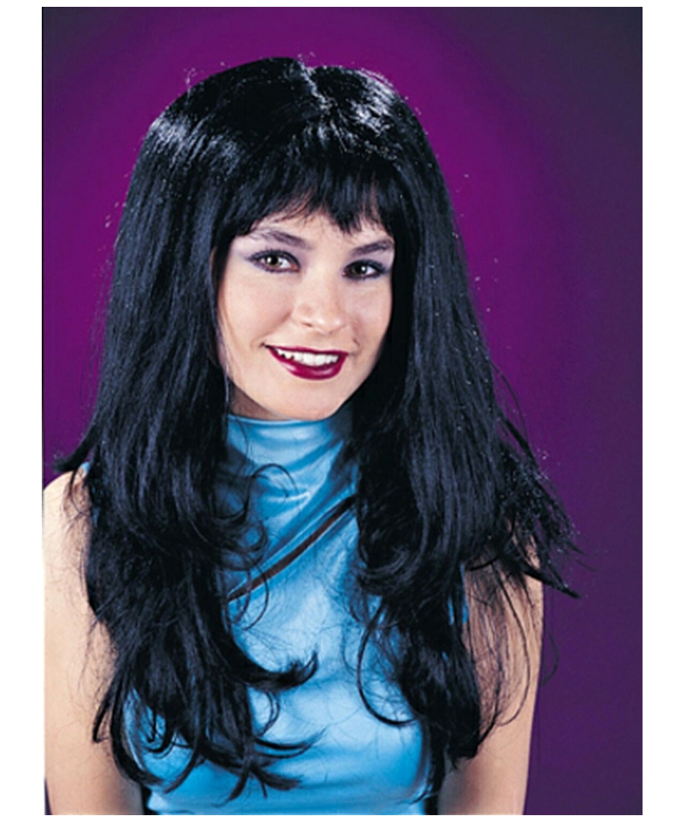 Halloween Wig Black With Bangs Costume Wig