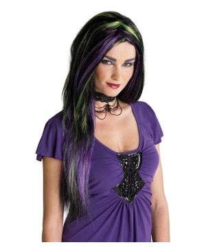 Black and Purple Rebel Witch Adult Wig