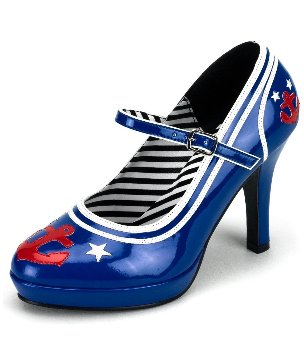  Blue Sailor Heel Shoes