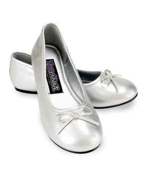  Silver Ballet Flats