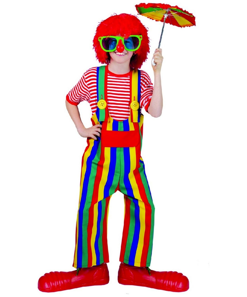  Boys Striped Clown Overalls Costume