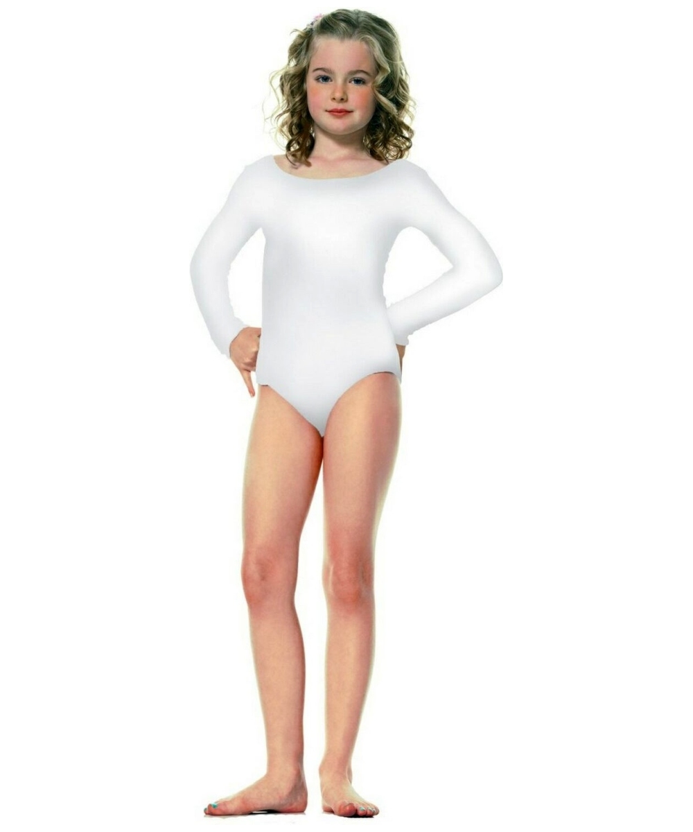  Girls White Dance Bodysuit Costume