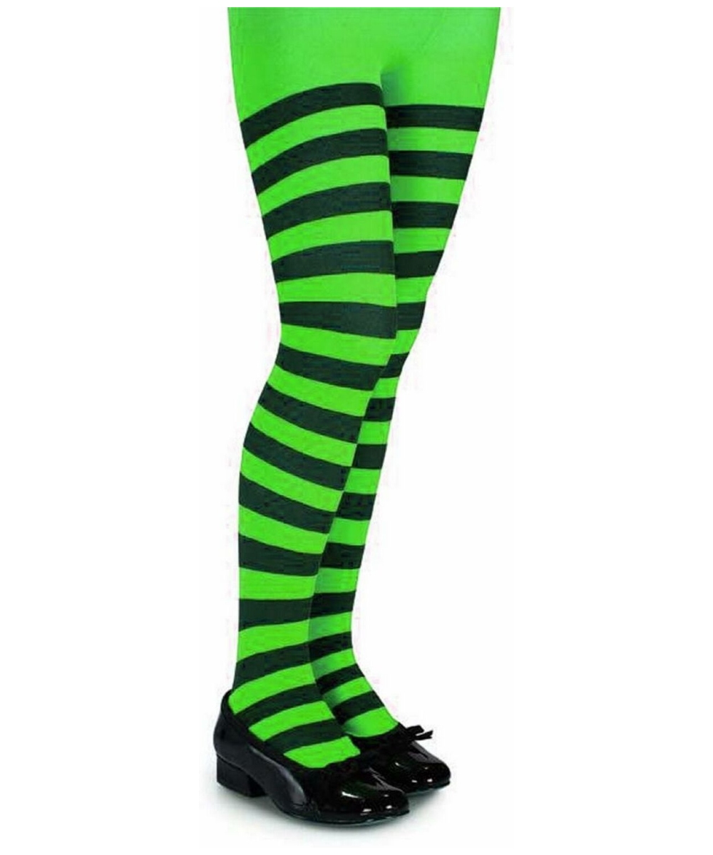 plus size green and black striped tights