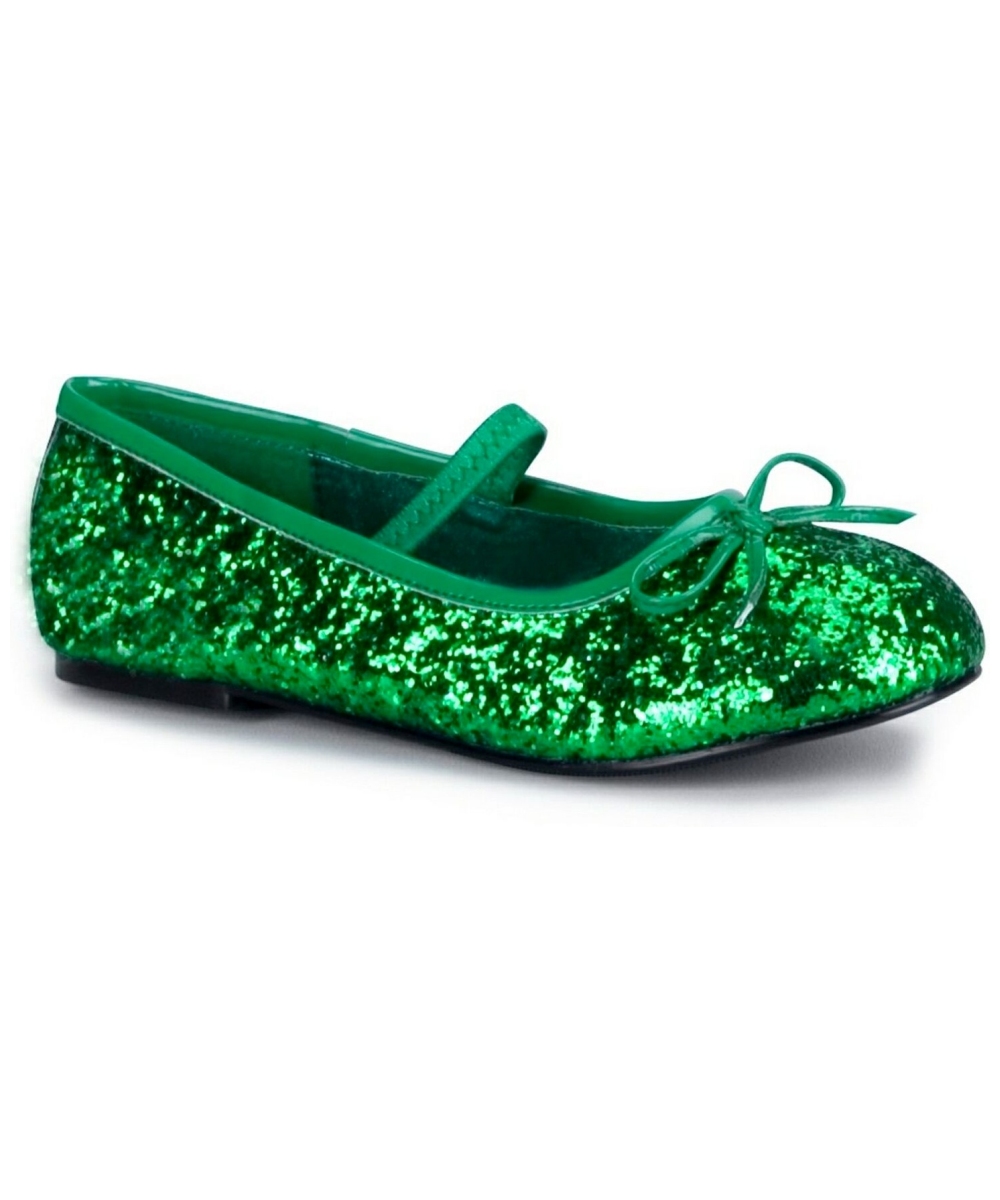  Green Sparkle Flats Child Shoes