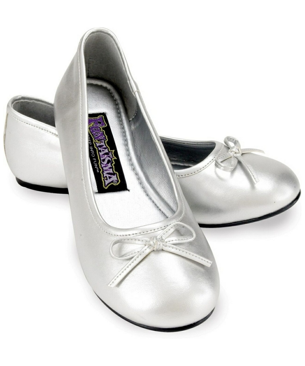  Silver Ballet Flats