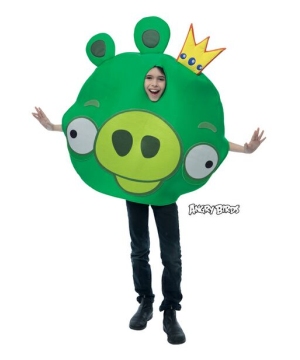 Green King Pig Kids Costume