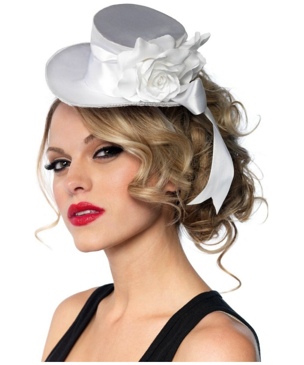  White Satin Mini Top Hat