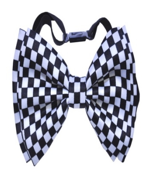 White and Black Checkered Bow Tie