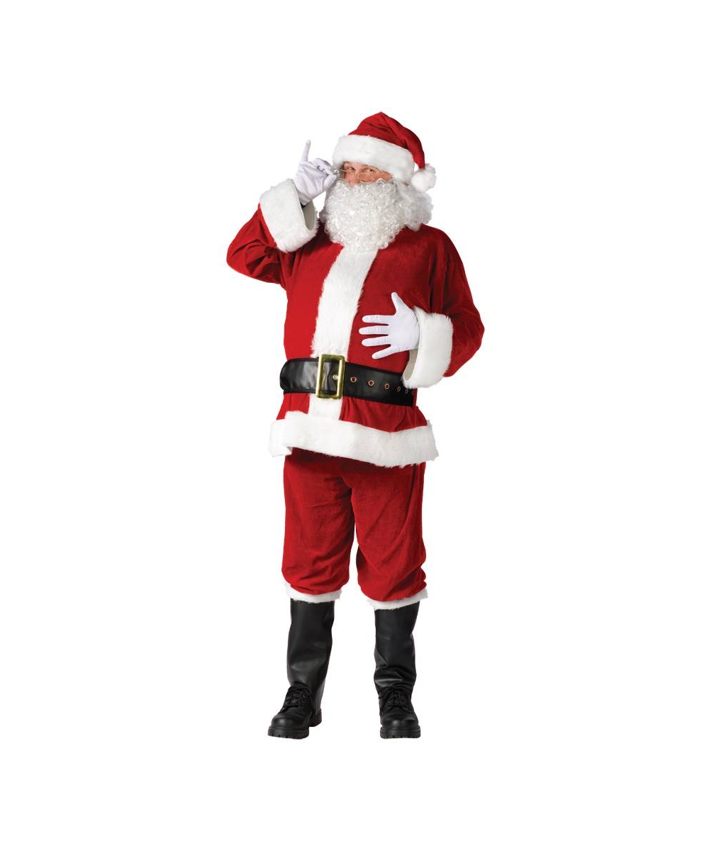  Mens Santa Suit Velour Costume