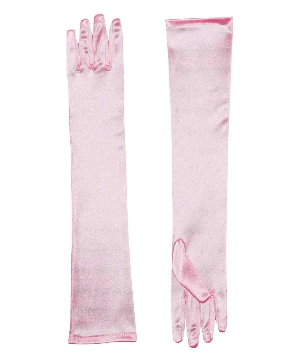 Pink Long Womens Satin Gloves