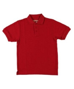 Red Short Sleeve Pique Kids/teens Unisex Polo Universal School Uniforms