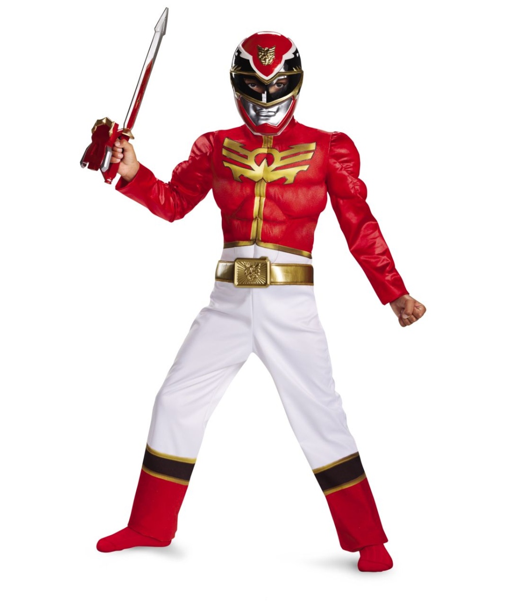  Kids Red Power Ranger Megaforce Costume