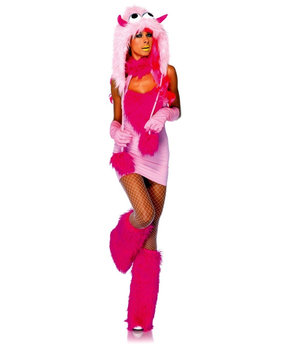  Pink Puff Monster Women Costume
