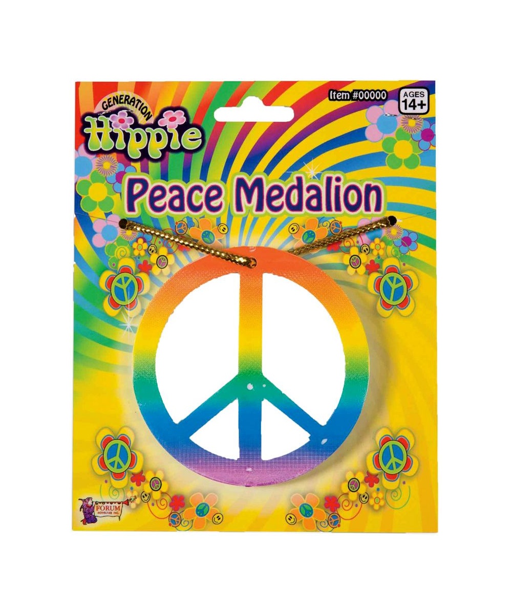  Rainbow Peace Medallion Necklace