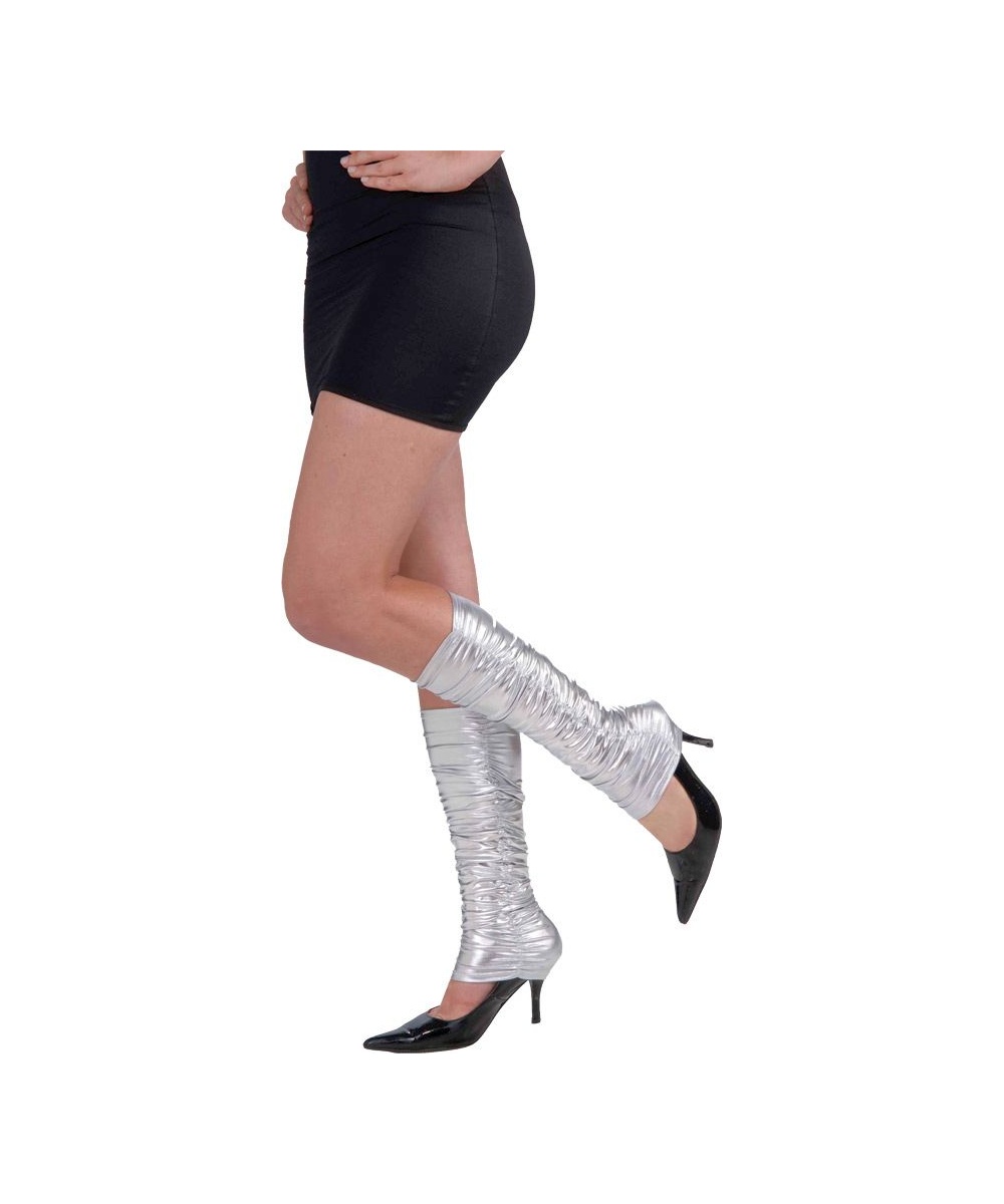 Adult Silver Punk Rock Leg Warmers 1980s Women Costume