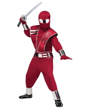 Mirror Mask Red Ninja Boys Costume