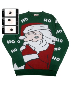 Peeking Santa Claus Digital Ugly Christmas Sweater