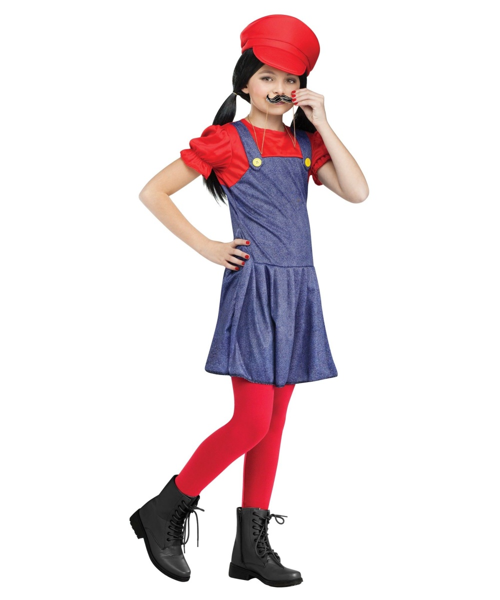  Girls Mario Plumber Costume