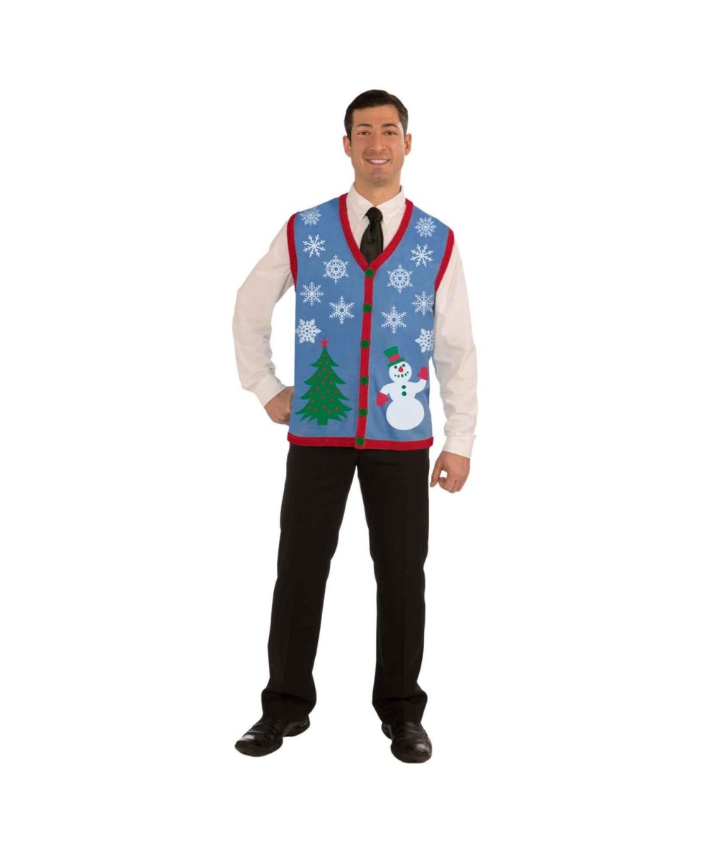 Christmas Tree And Snowman Ugly Mens Costume Vest Christmas Costumes